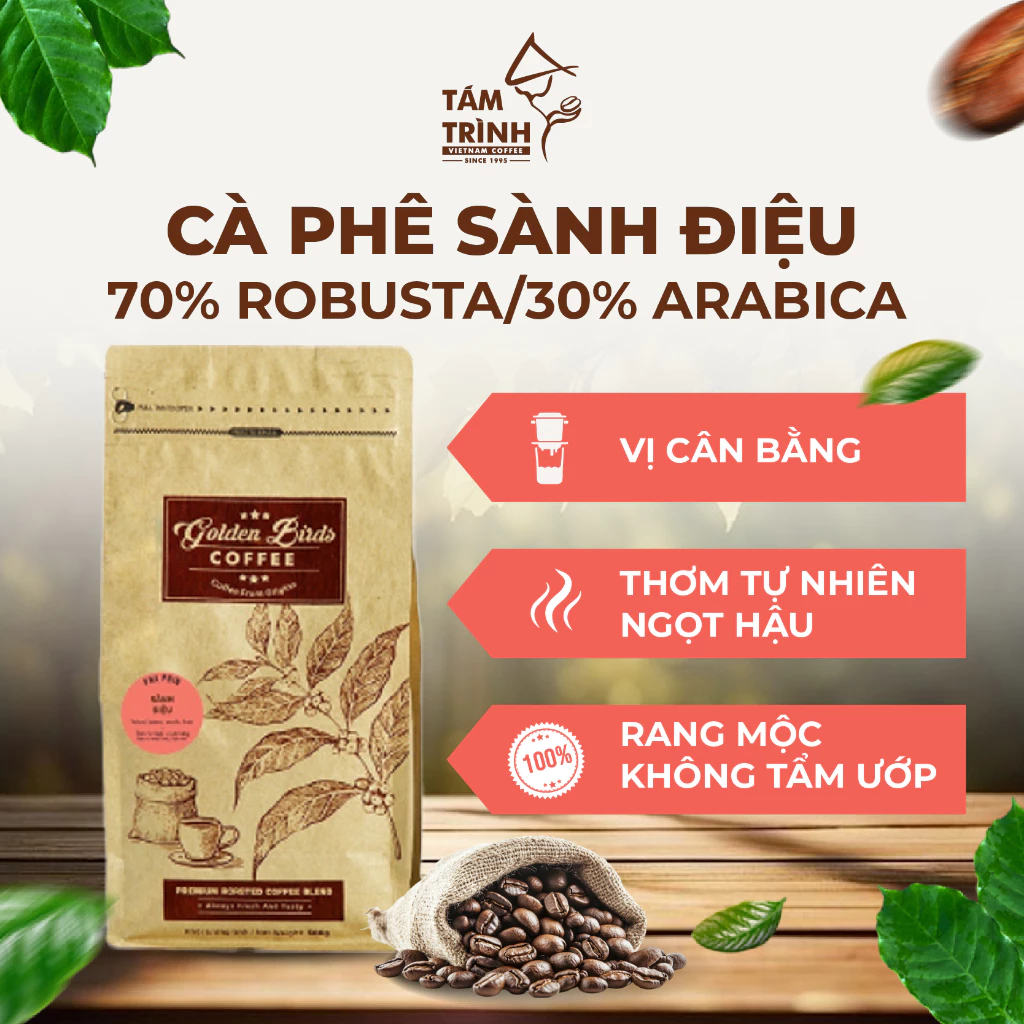 Tám Trình Coffee — Golden Birds Sành Điệu — 70% Robusta / 30% Arabica 250g